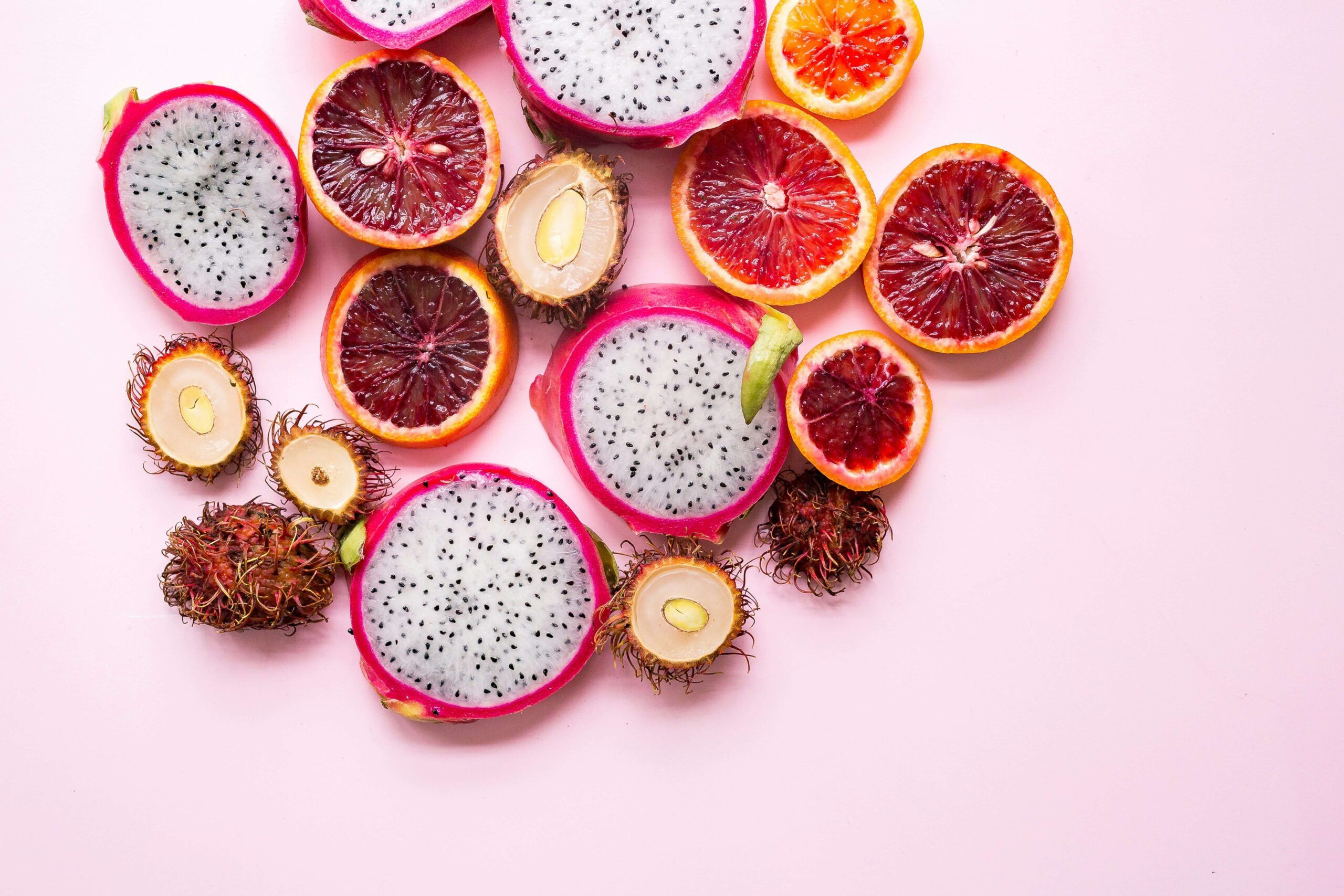 A group of citrus fruit & dragon fruit. Discover how our nutriton therapy in Asheville, NC & surrounding areas can help your recovery journey. Call us today to get started with a nutritionist.